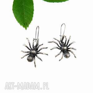 pająki małe kolczyki srebrne szare
