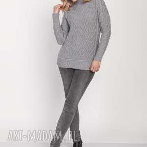 ręcznie wykonane swetry sweter z półgolfem, swe211 szary mkm
