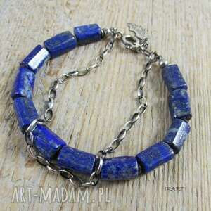 ręcznie zrobione lapis lazuli - surowa bransoletka 419