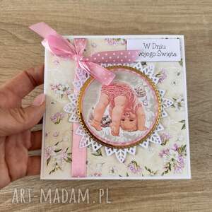 kartka na urodziny roczek babyshower, prezent, prezent dla dziewczynki