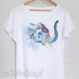 handmade koszulki słoń koszulka bawełniana s/m biała