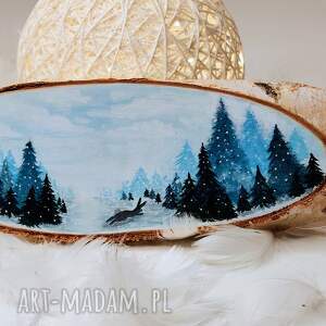 ręcznie malowany obraz na drewnie brzozowym, prezent świąteczny, gotowy