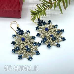 pomysł na prezent pod choinkę Kolczyki koronka frywolitka 097