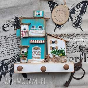 Prezent Turkusowy domek wiszak na klucze i drobiazgi no 4