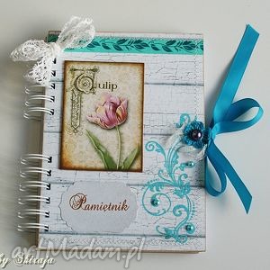pamiętnik - turkusowy poranek, sekretnik notes notatnik tulipany