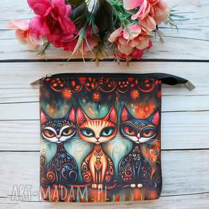 kosmetyczka płaska do torebki koty, saszetka