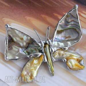 ręczne wykonanie broszki broszka i wisior (2 w 1) motyl z tęczową