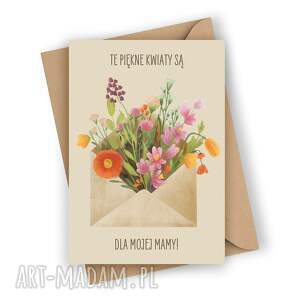 Kartka na Dzień Mamy z bukietem kwiatów dla mamy