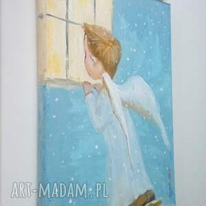aniołek, obraz olejny na płótnie obrazek dla dziecka, malarstwo