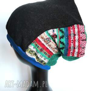 czapka turbanowa etno boho patchwork podszewce, rozmiar uniwersalny, lekko