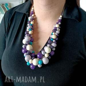 Prezent Naszyjnik drewniany Jagodowy Krem fioletowy, kremowy