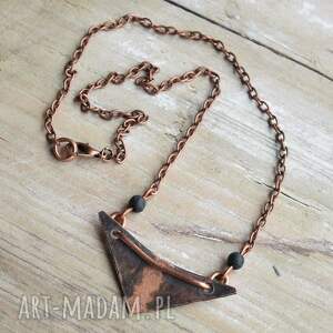 naszyjnik - wisior z oksydowanej miedzi i lawy wulkanicznej /1/, biżuteria