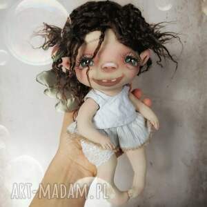 dekoracje aniołek - artystyczna lalka kolekcjonerska z tkaniny, szmacianka, ewa