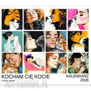 kalendarz 2026 poziomy kocham cię kocie 15x21 cm z kotem prezent