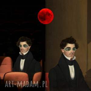 grafika surrealistyczna wampir, abstrakcyjna kolaż, dekoracja ścienna