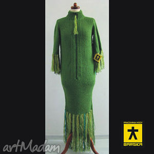 sukienki sukienka dzianinowa zielona z frędzlami