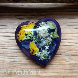 magnes z żywicy na lodówkę - lawendowe serce natury, prezent