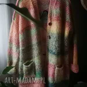 the wool art multicolors kardigan rose sweter, kolorowy sweter na drutach