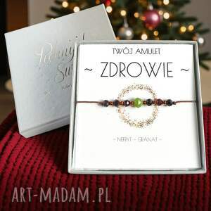 amulet - zdrowie świąteczne pudełko nefryt, granat