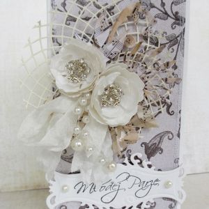 handmade scrapbooking kartki kartka ślubna z diamentami "młodej