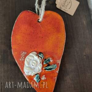 Pomarańczowe serce ceramiczne - zawieszka Wolna chwila
