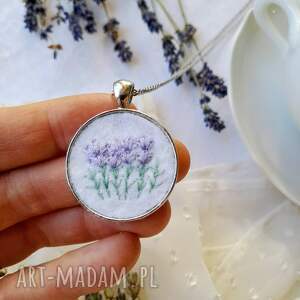 naszyjnik haftowany ręcznie lawendowy poranek 2 stylu retro romantyczki