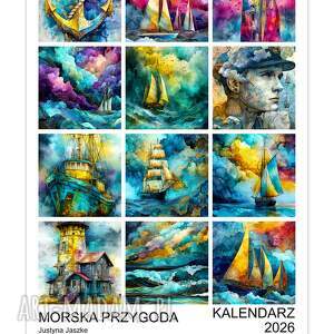 justyna jaszke kalendarz 2026 morska przygoda 15x21 cm, prezent, nautical