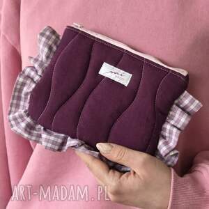 w kratkę z falbanką, pikowana kosmetyczka, saszetka