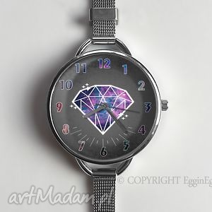 egginegg diamentowy czas - zegarek z dużą tarczką, kosmos, galaxy prezent
