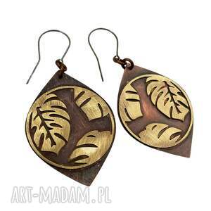 z roślinnym motywem c1302, miedziane kolczyki