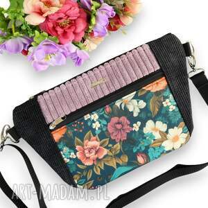 Prezent Listonoszka sztruksowa, sztruks, nerka, kwiaty, wyjazd