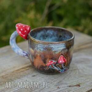 handmade ceramika handmade kubek z muchomorkiem | dark - brown | ok 400 ml