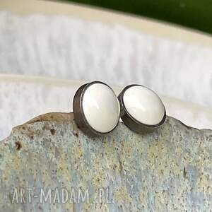 artseko srebrne sztyfty z białymi perłami d120, białe kolczyki, perły