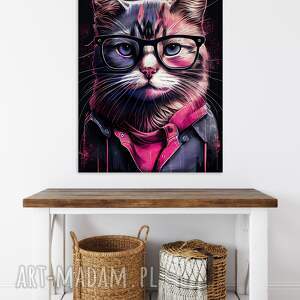 handmade dekoracje portret kota hipsterskiego - willow - wydruk na płótnie 50x70 cm