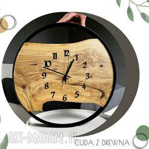 zegary zegar w metalowej obręczy 50 cm, drewniany zegar, ścienny