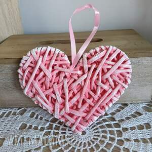 serce zawieszka, dekoracja, walentynki prezent, serduszko wiklinowe niej