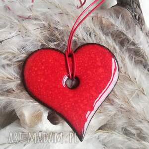handmade wisiorki wisiorek czerwone serce ceramiczne w eko pudełeczku gotowy prezent