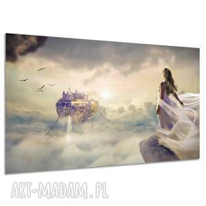 Obraz na płótnie Kobieta i zamek w chmurach 120x80 cm