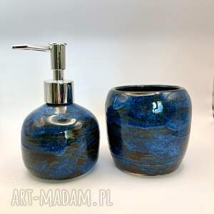 zestaw łazienkowy niebieska chmurka - dozownik i kubek na szczoteczki