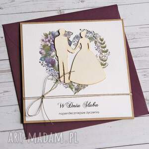 kartki kartka ślubna z życzeniami: fiolet