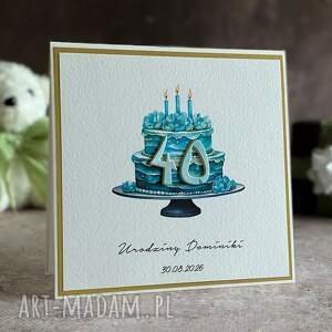 Anna-Art-and-Crafts - Kartka urodzinowa z kopertą prezentową, bh 31a, 40 urodziny, prezent, okolicznościowa, na 40