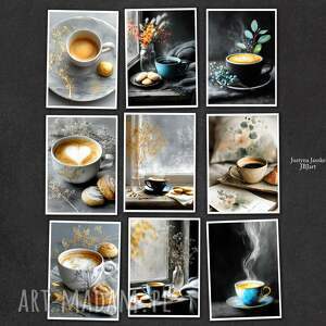 kawa - zestaw 9 grafik 13x18 cm, prezent dla kawosza, prezent, grafiki kulinarne