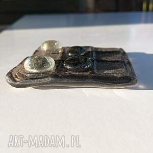 ręcznie wykonana gra tic tac toe ze szkła w drewnianym pudełku szklanym