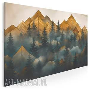 obraz na płótnie - góry trójkąty las abstrakcja krajobraz - 120x80 cm