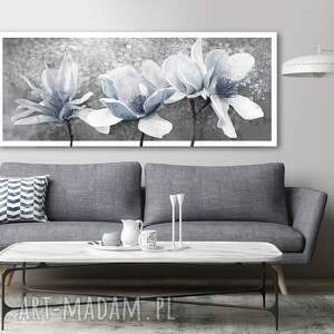 obraz drukowany na płótnie kwiaty magnolii w pastelowych barwach -format 147x60cm