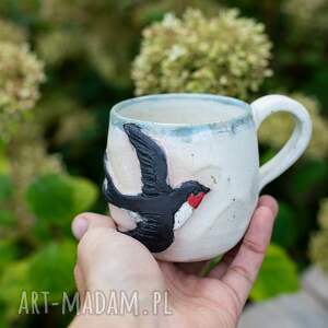 handmade ceramika handmade kubek ceramiczny jaskółka krem | ok 320 ml