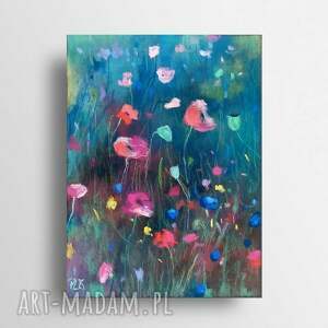 łąka - praca formatu 24/18 cm rysunek, pastele, kwiaty