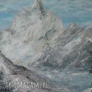 lhotse, obraz olejny na płótnie pejzaż górski góry, malarstwo