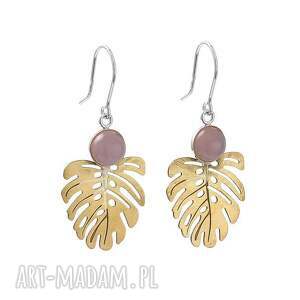 botaniczne kolczyki z różowymi agatami c1030