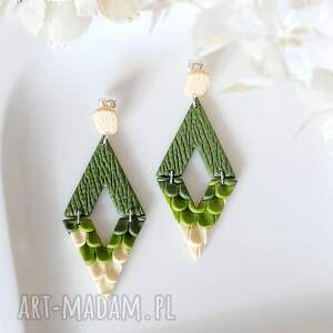 smocza łuska - sztyft srebrny, kolczyki, dla niej, jesieniara